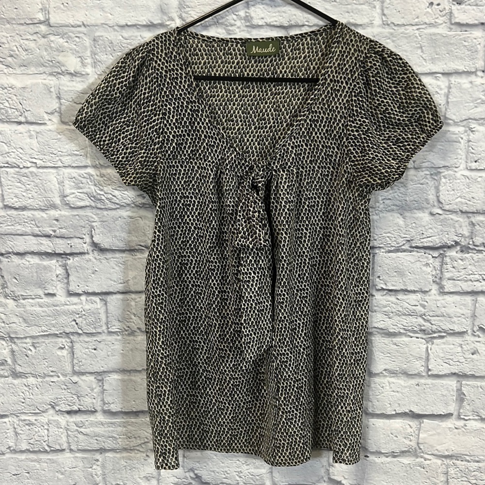 vintage Maude speckled blouse | black & cream | short sleeve | size small